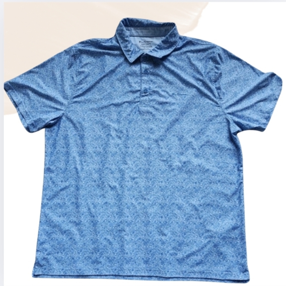 Ben Sherman Sport Polo Shirt XXL Blue Music Instrument Pattern Short‎ Sleeve